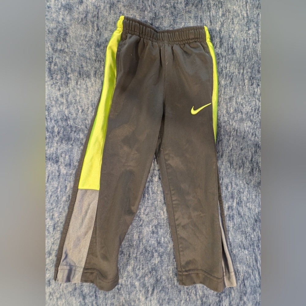 Nike 2T Kids Gray and Neon Yellow Track Pants